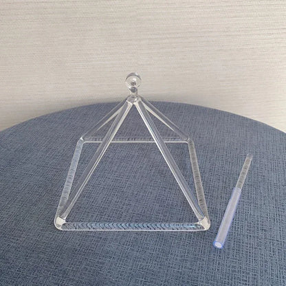 Crystal Singing Pyramid – Transparent Quartz Sound Healing Instrument